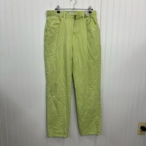 Zara Lime Green straight leg denim pants